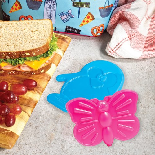Fit & Fresh Cool Coolers Kids Lunch Box Ice Packs, Slim Ice Packs for Lunch Bags, Multicolored Penguin and Butterfly Set, 8PK