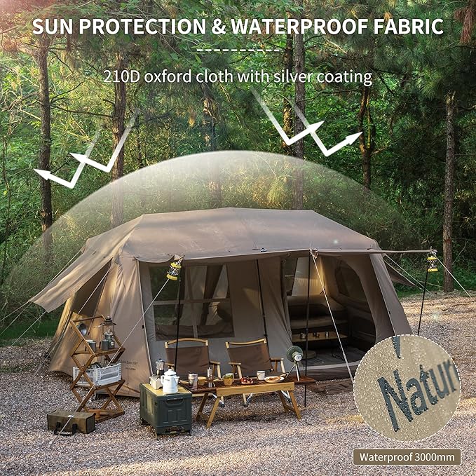 Naturehike Village Camping Tent,4/6/8 Person Tents for Camping, 60S Easy Setup Instant Tent for Family Camping, Car Camping