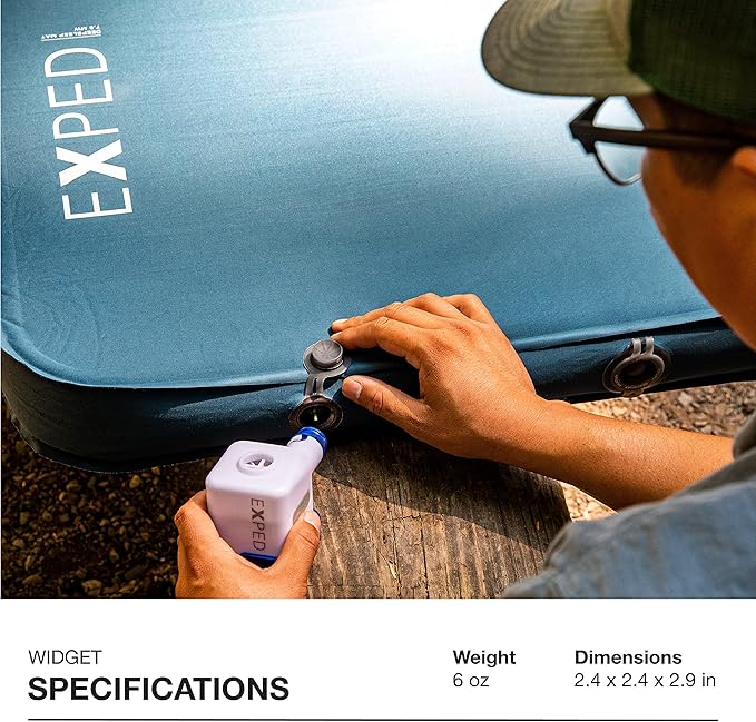 Exped Widget | High-Power Sleeping Mat Pump | Rechargeable Battery Bank | Lumen Lantern, White/Navy