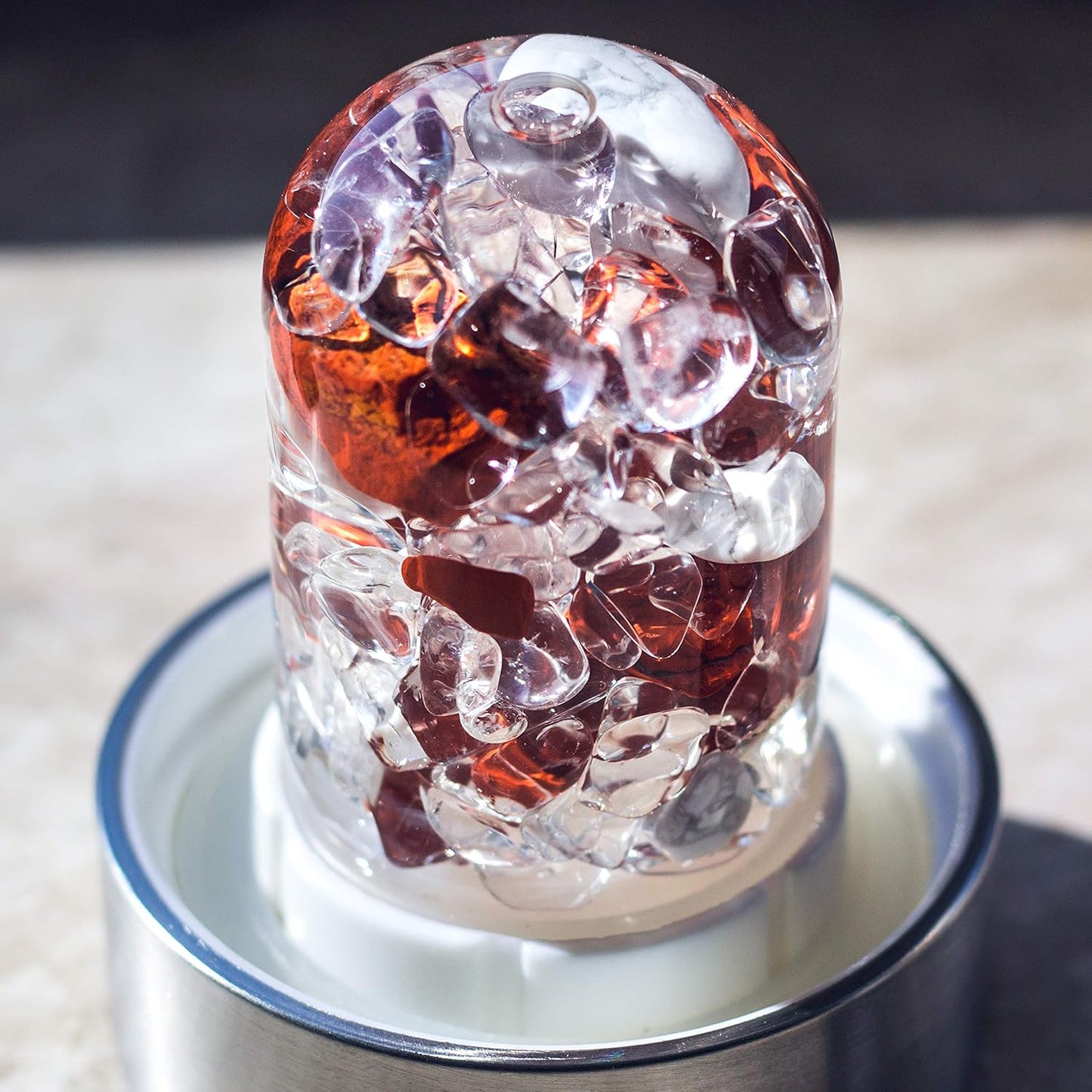 VitaJuwel ViA LUNA | Crystal Water Bottle with Rainbow Moonstone and Clear Quartz for Intuition, Empathy, Femininity