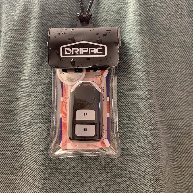 DRIPAC Waterproof Car Key FOB Case Waterproof Wallet Waterproof Holder Pouch For Key ID Badge Credit Card Money（Black+Black）