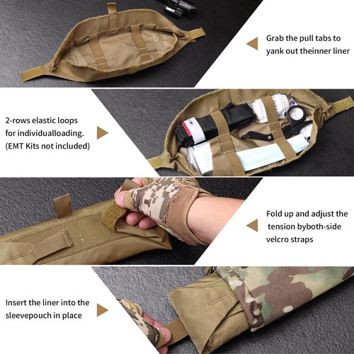 Ifak Medical Trauma Roll Up Drop Bag EMT First Aid Sub Abdominal Carrying Pouch Hook-N-Loop Tactical Dump for Plate Carrier/Chest Rig Vest