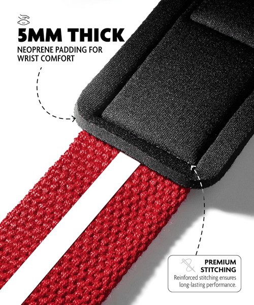 DMoose Fitness Lifting Straps 24" (Pair) - 5mm Padded Durable Wrist Straps for Weightlifting & Powerlifting - Cotton Lifting Strap with Silicone Grip for Men & Women - Deadlift Strap for Gym Workout