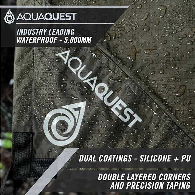 AquaQuest Guide Camping Tarp - Ultralight Tent Cover or Rain Fly - Waterproof Camping Gear Must Haves for Hiking, Hammock, Bivy & Survival, 20 x 13 ft, Olive Drab