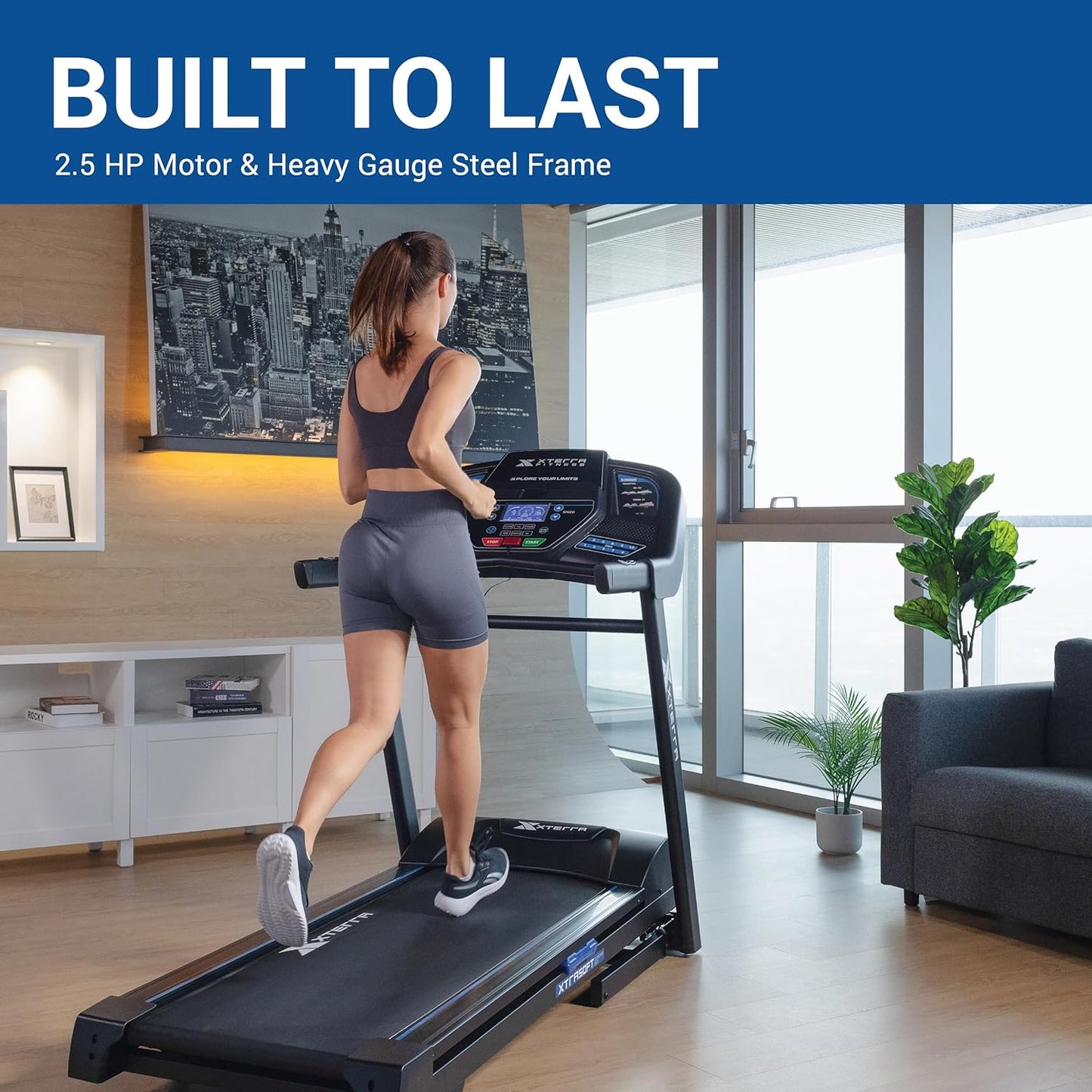 XTERRA Fitness Sport Series Premium Folding Smart Treadmill, Handlebar Speed and Incline Controls, Large XTRASoft Cushioned Running Deck, Built-in FTMS-Enabled Bluetooth with XTERRA+ Fitness App