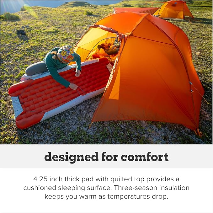 Big Agnes Rapide SL - Insulated Sleeping Pad, Ultralight, All Season Compact Backpacking and Hiking, Pumphouse Sack Included, Orange, 20x72 Regular