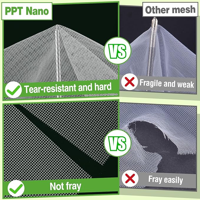 Stronger Garden Mesh Netting - 10 x 20 ft PPT Nano Bird Net Barrier, Mosquito Netting Screen for Outdoor Plants Vegetables Patios Balconies Terraces, Shading Rate 20% (White)