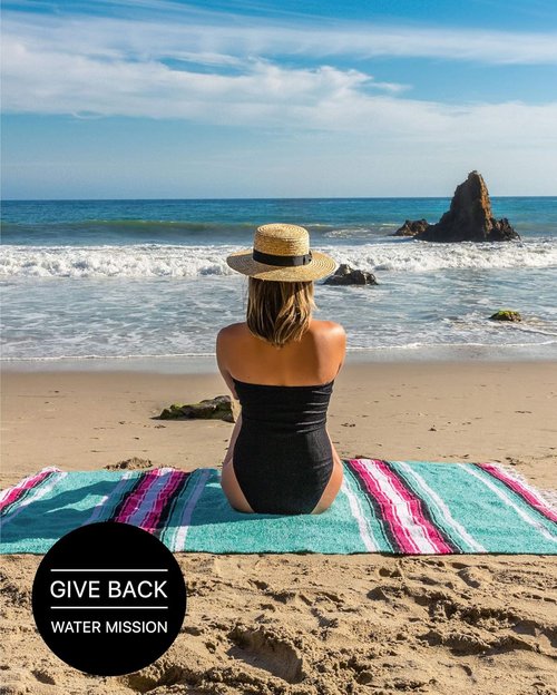 Benevolence LA Mexican Saddle & Outdoor Blanket, Handwoven by Traditional Artisans - Aqua, 75 x 52