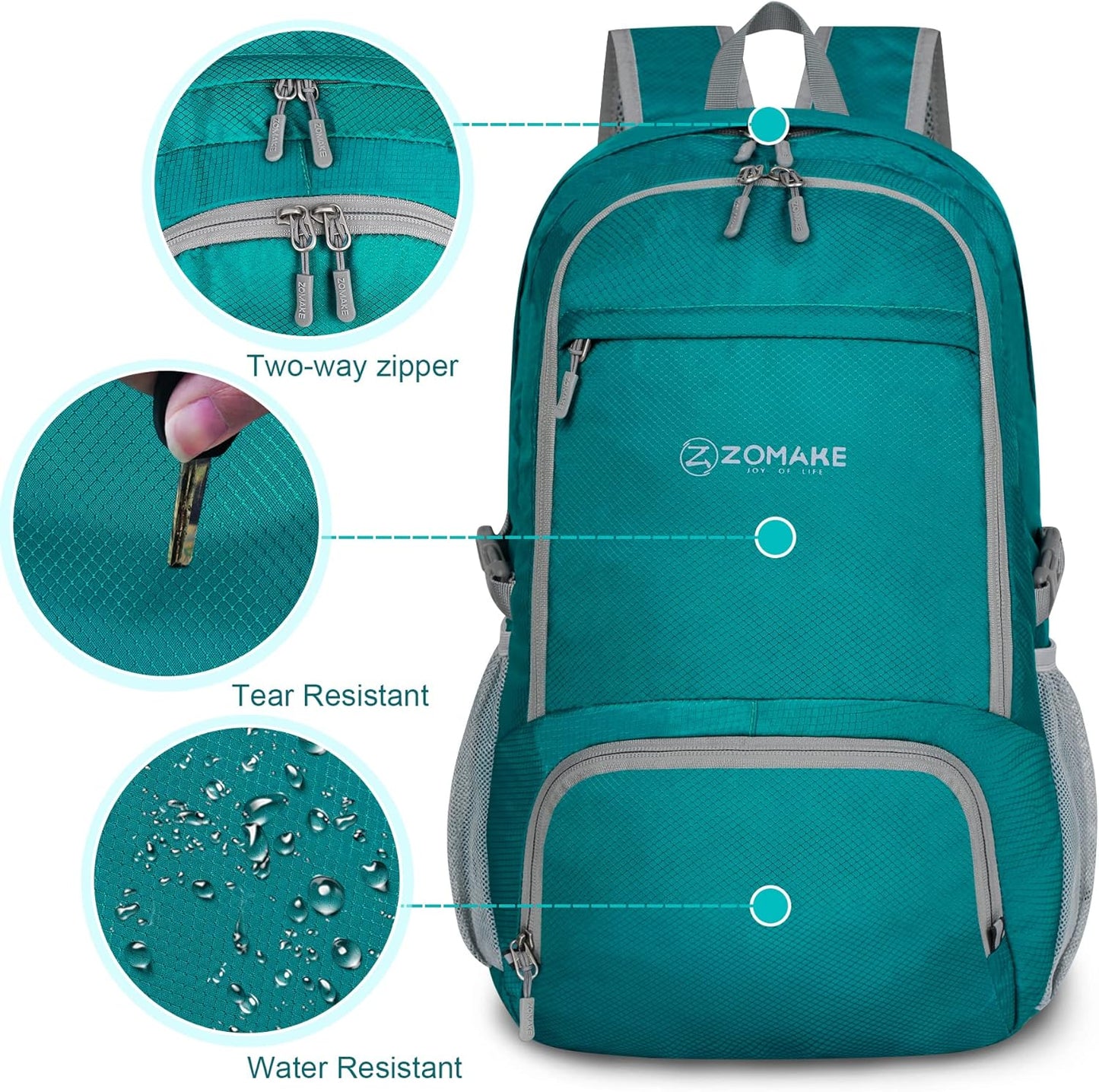 ZOMAKE Lightweight Packable Backpack 30L, Foldable Hiking Backpacks Water Resistant Compact Folding Daypack for Travel(Black)
