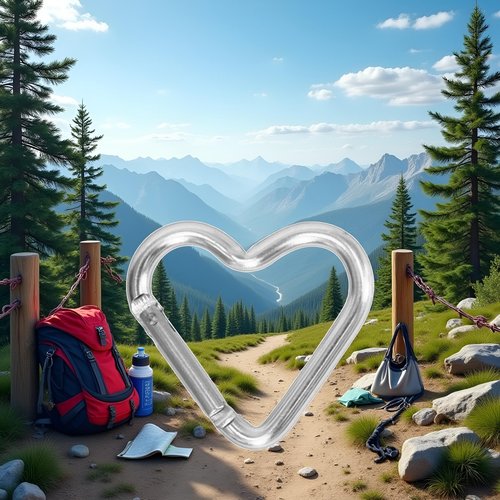 Heart Shaped Carabiner Clip Aluminum Alloy Keychain Clip Spring Hook Camping Backpack Clips Heavy Duty Carabiner Wristlet Keychain Keychain Clip,Accessory and Keychain Carabiners (Silver)