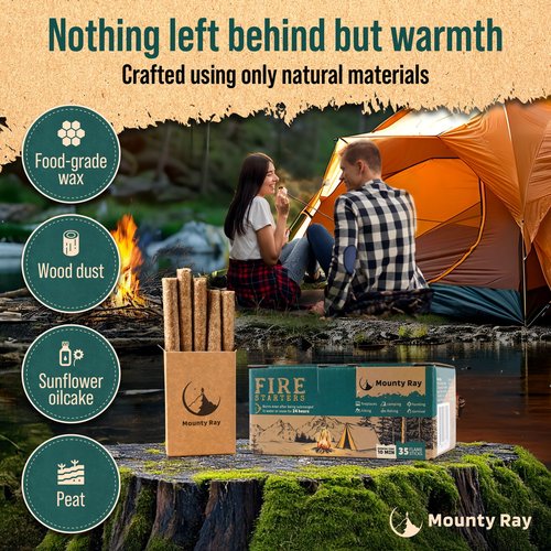 35 pcs Fire Starters for Campfires - Natural Fire Starters Sticks - Water Resistant & Odorless - All-Weather Charcoal Starter - for Indoor and Outdoor Use