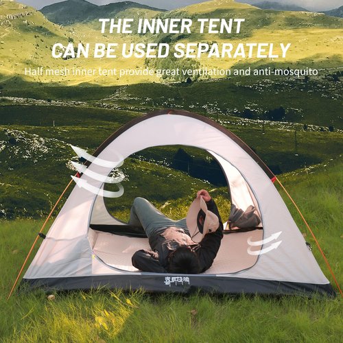 Himalaya 4 Season Camping Tent for Hiking, 3 Person Camping Dome Tent, Backpacking Tent Waterproof Windproof Portable for Outdoor Camping Trekking Beach (Tent with Hem, Orange)