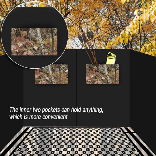 HZCGJMY Hunting Tree Stand Blind 102" x 37" Treestand Camo Blind Cover Deer Blind Windows Camouflage Ground Blind with Zipper and 2 Pockets Storage Bag for Outdoor Deer and Turkey Hunting