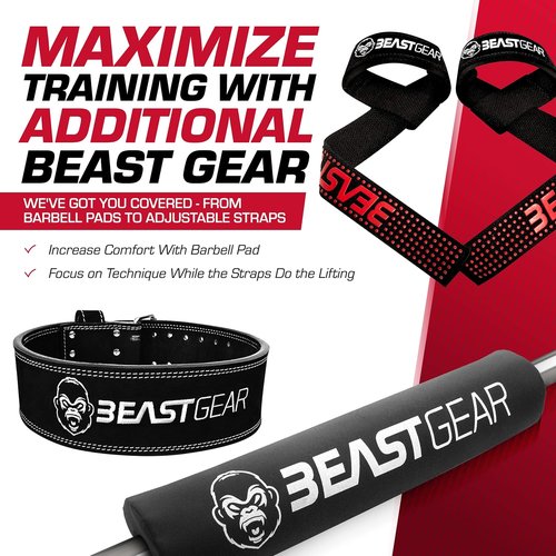 Beast Gear Weight Lifting Belt - Leather Power Lifting Belt for Men，10mm Thick Weightlifting Belt for Deadlifts, Back Support Squats Belts for Powerlifting, Crossfit Gym Belt for Men Women
