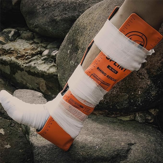 RHINO RESCUE First Aid Splint 36" X 4.3" Orange-Gray, Keep Bones in Position (1, Folded)