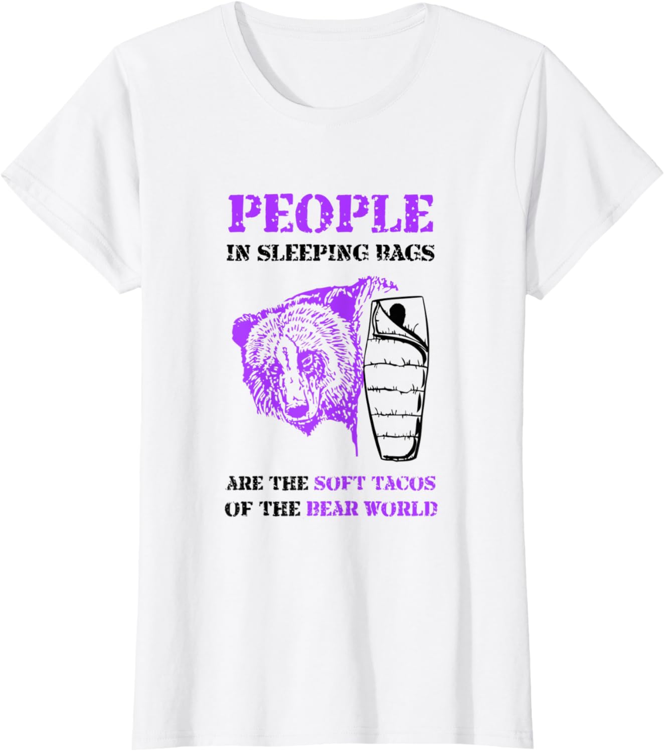 People in Sleeping Bags Funny Bear Camping T Shirt T-Shirt