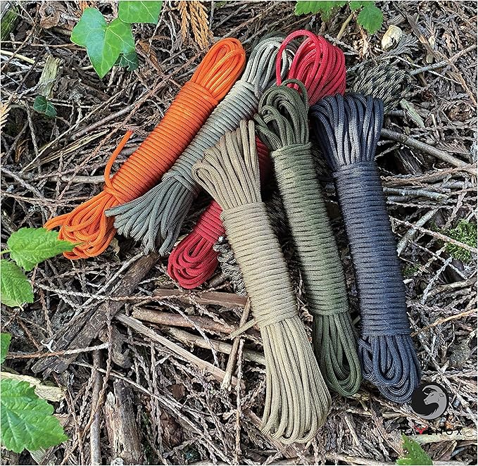 Ravenox Type III 550 Paracord | Genuine Military 550 Cord (Coyote)(50 Feet)| 7 Inner Strand, 100% Twisted Nylon Cordage | Parachute Cord Rope for Military, Survival, Outdoor Recreation | Made in USA