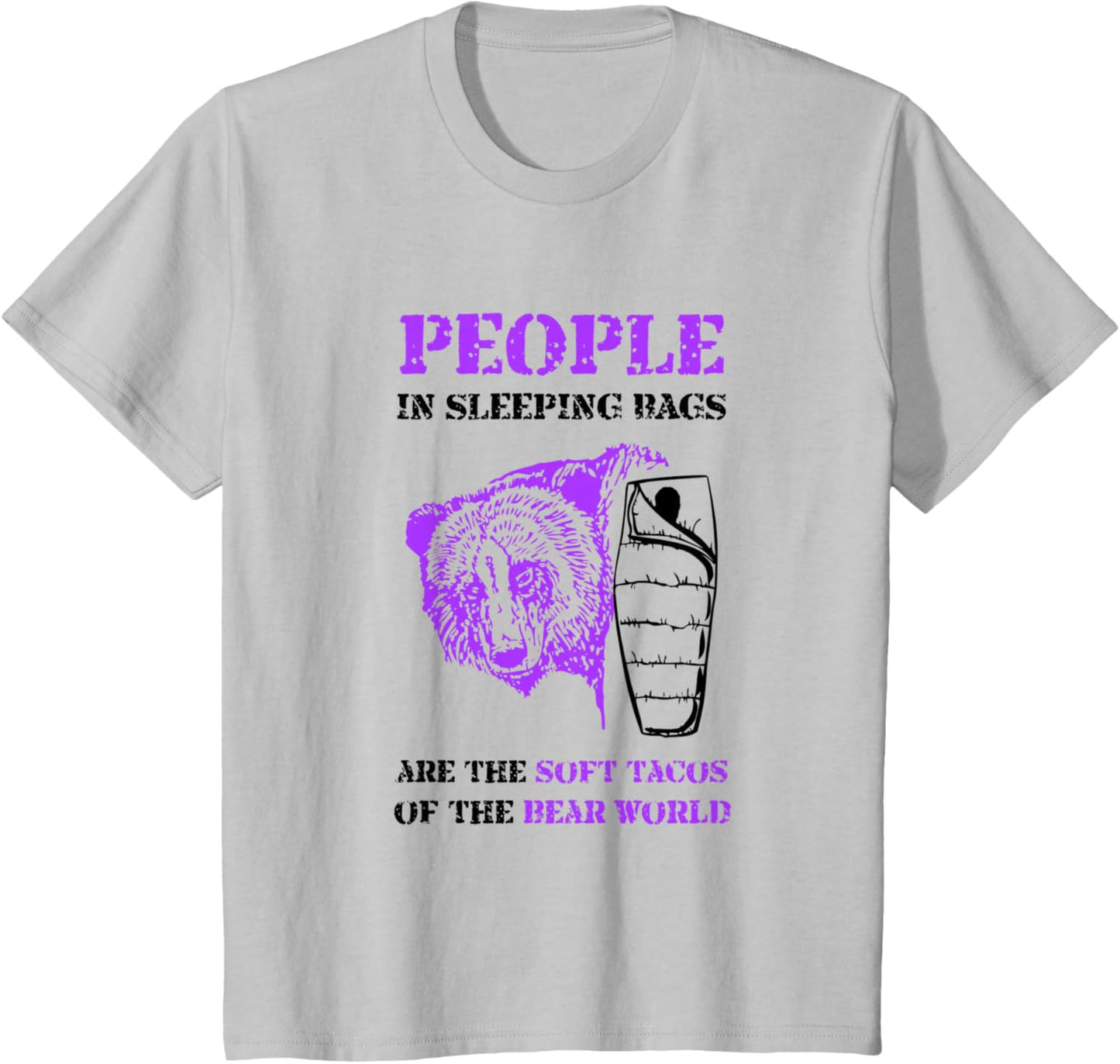 People in Sleeping Bags Funny Bear Camping T Shirt T-Shirt