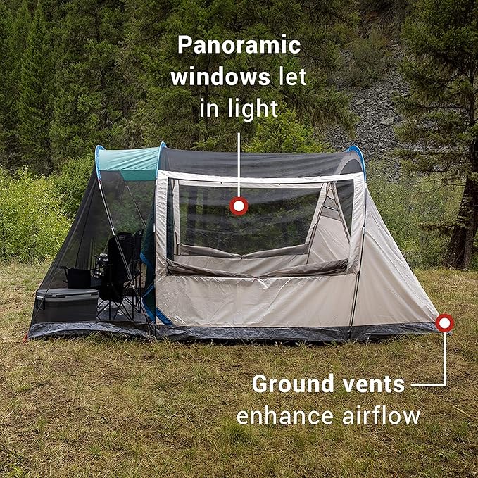 Coleman Cabin Camping Tent with Screened Porch 4/6 Person Weatherproof Tent with Enclosed Screened Porch Option Includes Rainfly Carry Bag Extra Storage and 10 Minute Setup