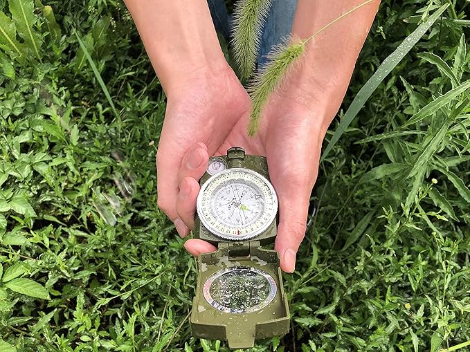 AOFAR Military Compass,AF-4580 Lensatic Sighting, Waterproof and Shakeproof with Map Measurer Distance Calculator, Pouch for Camping, Hiking