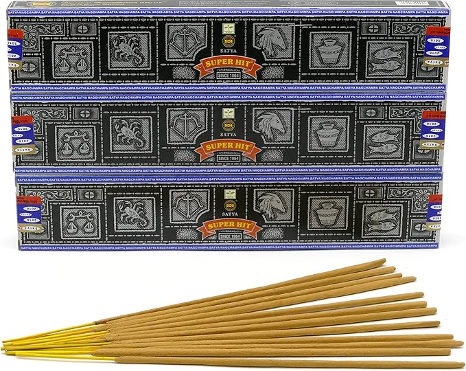 Satya Superhit 15grams x 3 Packs Incense Sticks for Positivity, Meditation, Relaxation, Yoga, Healing