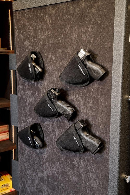 Hook & Loop Holsters for Gun Safe by CCW Tactical - Universal Heavy Duty Pistol Revolver and Accessories Storage Organizer - Mounts Inside Safe Door, Black, Choose 5-Pack or 10-Pack