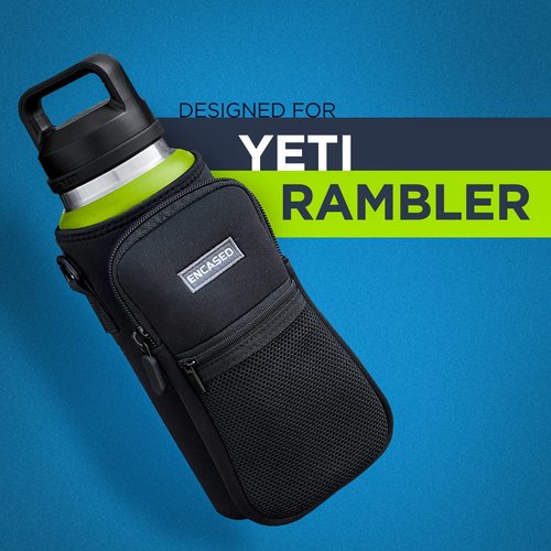 Insulated Carrier Bag Designed for YETI Rambler 26oz Water Bottle with Large Storage Pocket, Hand Strap and Padded Shoulder Sling, Travel Sleeve for Phone Storage and Accessories (Neoprene)