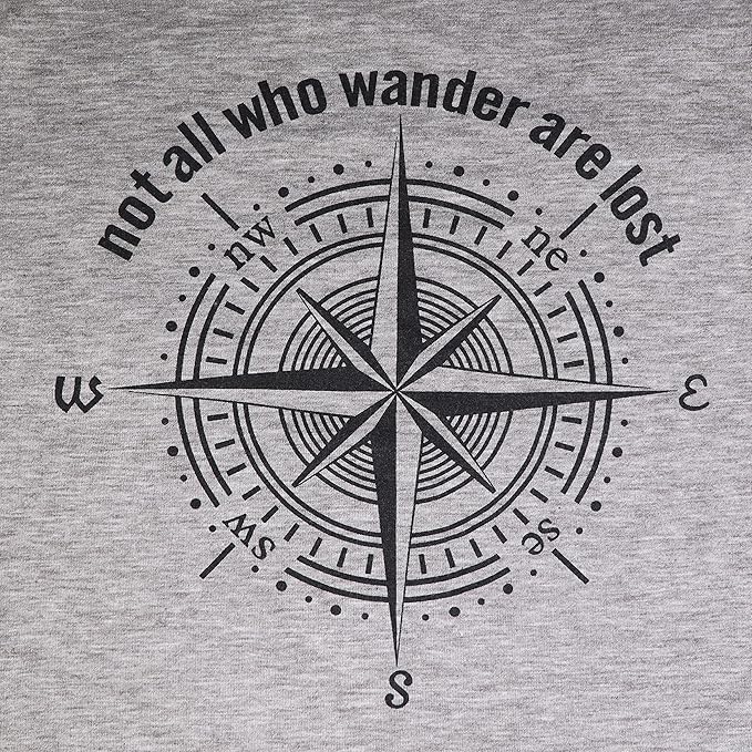 Womens Graphic T-Shirt Not All Who Wander are Lost Funny Tees for Women Summer Casual Tops Athletic Shirts