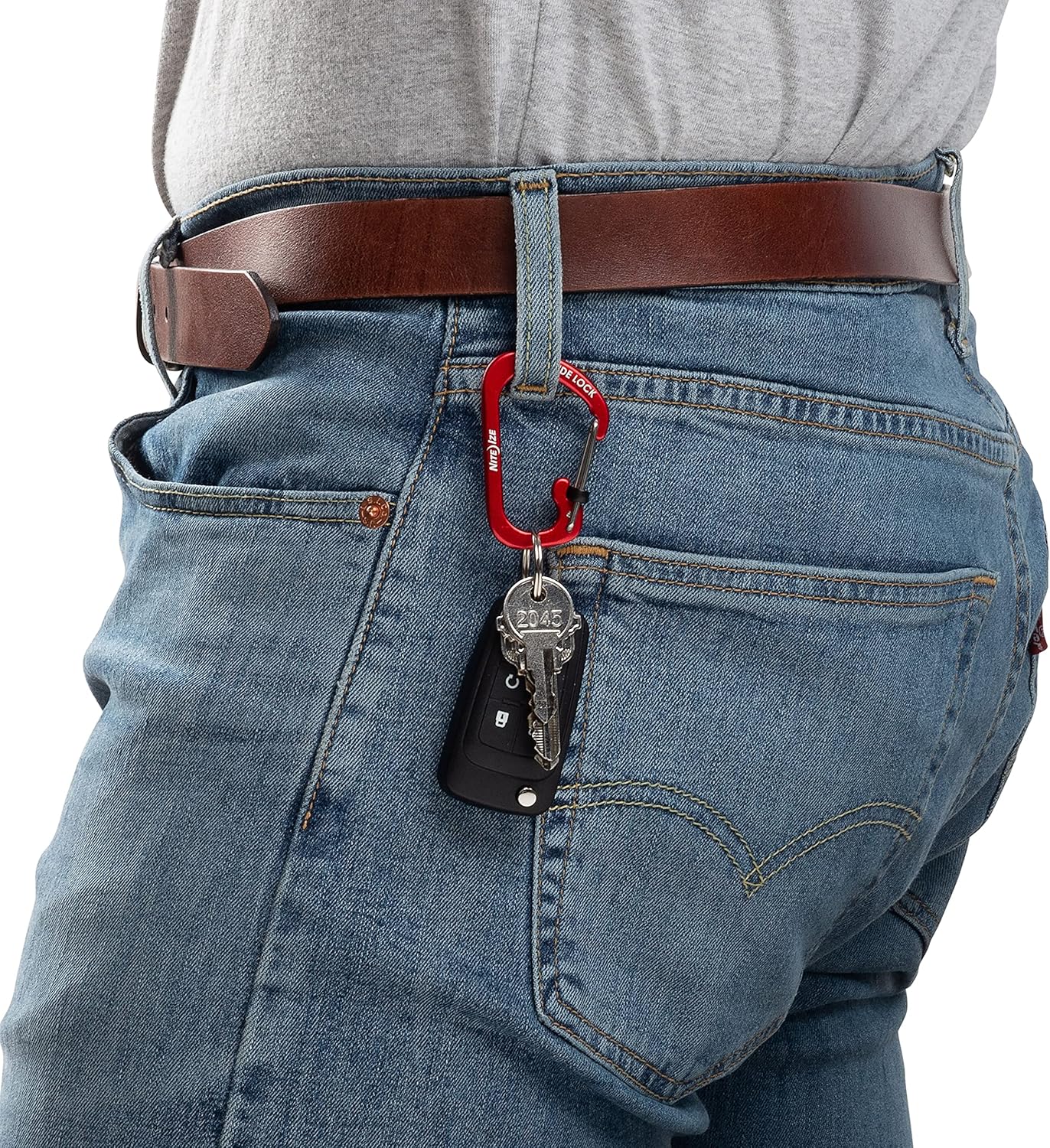 Nite Ize Size-3 S-Biner SlideLock Carabiner, Locking Carabiner Key Chain, Aluminum, Red