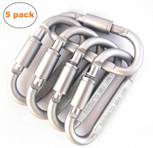 Locking Carabiner Clip, Spring loaded Aluminum D Ring, for Outdoor camping, organizing, keychain, Gate lock