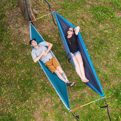 ENO Fuse Tandem Hammock System Colour Retro Tri Lightwieght Fuse Spreader Bars, Two Hammocks Side by Side Dac Grren Anodised Aluminium Alloy Eliminates Enviro Damage Weight 277 g