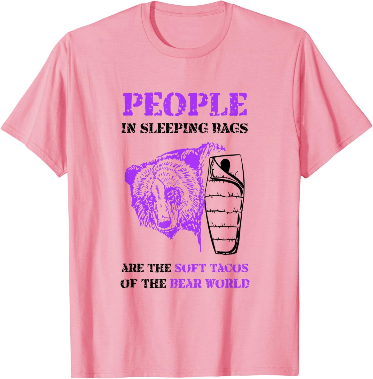 People in Sleeping Bags Funny Bear Camping T Shirt T-Shirt