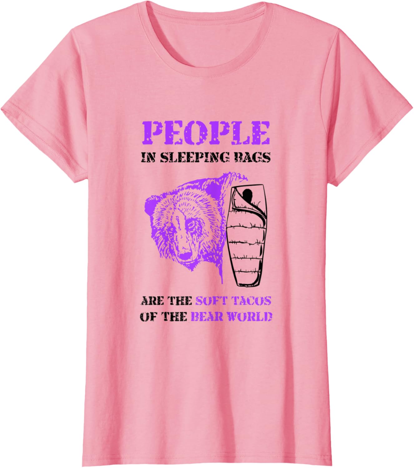 People in Sleeping Bags Funny Bear Camping T Shirt T-Shirt