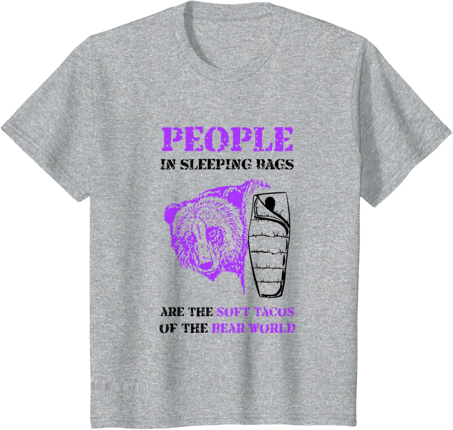 People in Sleeping Bags Funny Bear Camping T Shirt T-Shirt